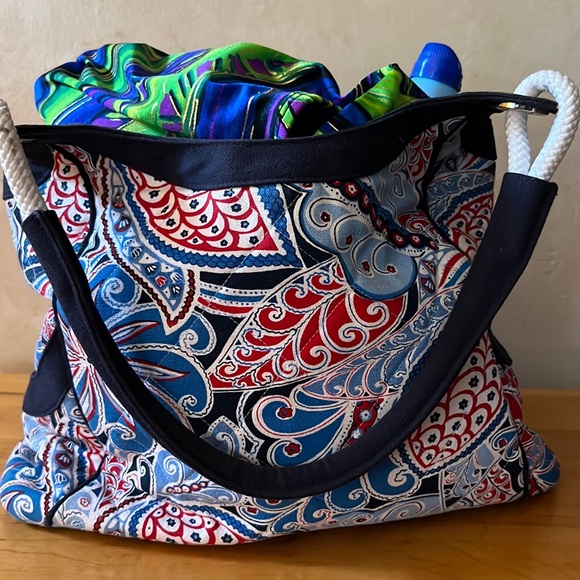 Vera Bradley Anchor Tote in blue Seaside Paisley with rope handles - Picture 8 of 9